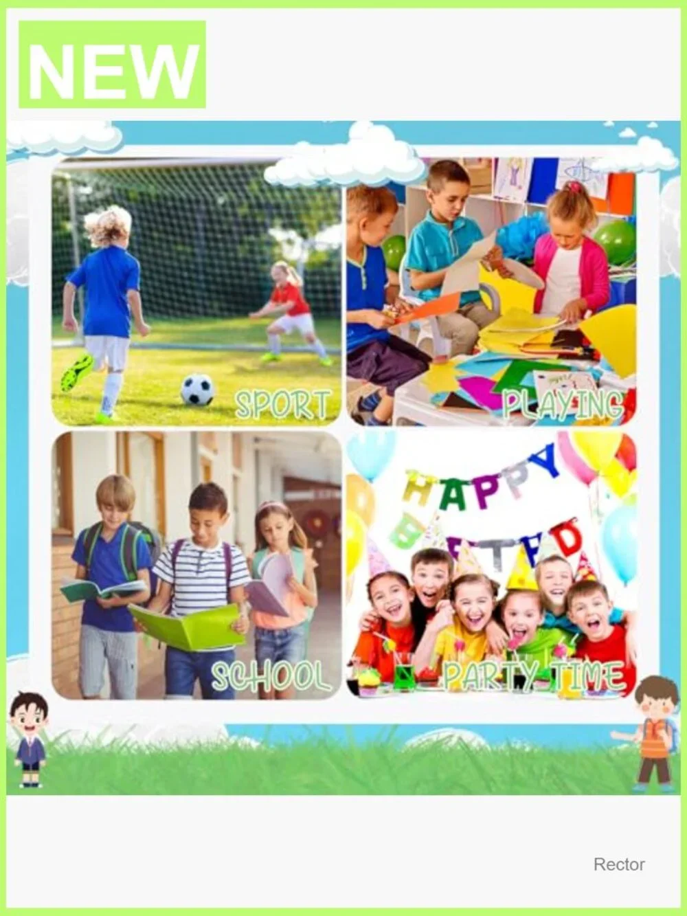 3-Pack Kids Elastic Stretch Belt with Silver Square Buckle
